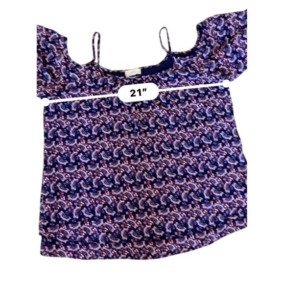 Soulmates Womens 1X Off-Shoulder Top With Spaghetti Straps Blue/Red Floral Print - Picture 7 of 8